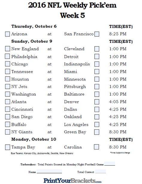 List of nfl football weekly matchups with dates and below you will find our printable weekly pick'em sheets/schedules. 26 PDF PRINTABLE NFL SHEETS PRINTABLE DOWNLOAD DOCX ...