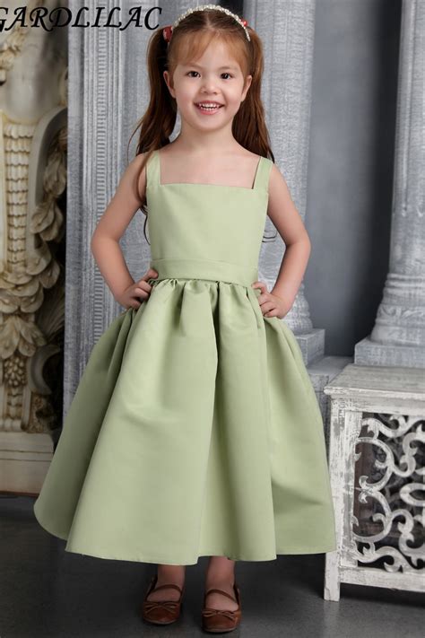 2017 Real Picture Green Ball Gown Flower Girl Dress With Bow For