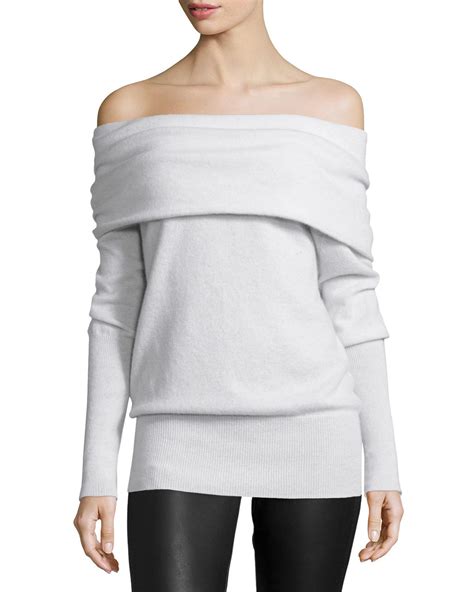 Autumn Cashmere Off The Shoulder Slouchy Cashmere Sweater In Cloud