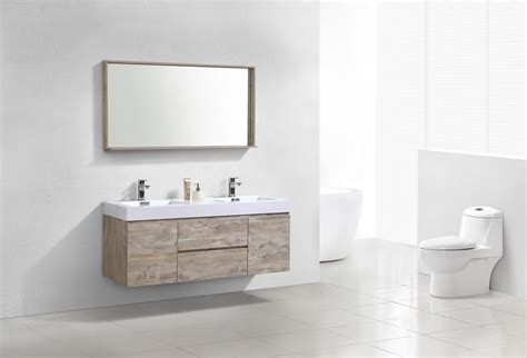 Bliss 60 Nature Wood Wall Mount Double Sink Modern