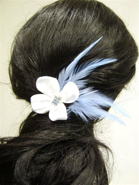 Something Blue Feather Fascinator With White Satin By Stylishbride 21 00 Blue Feather