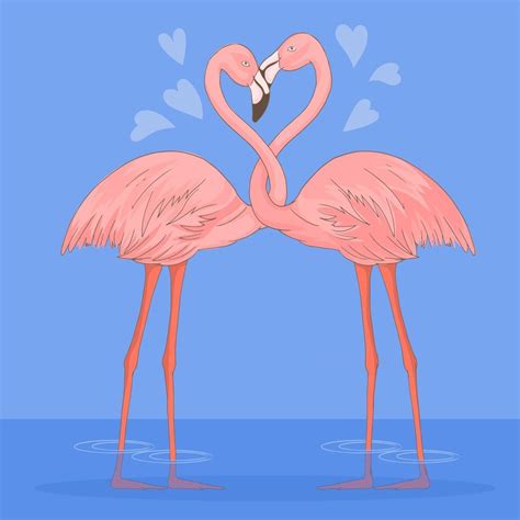 Two Pink Flamingos In Love Forming A Heart 3546285 Vector Art At Vecteezy