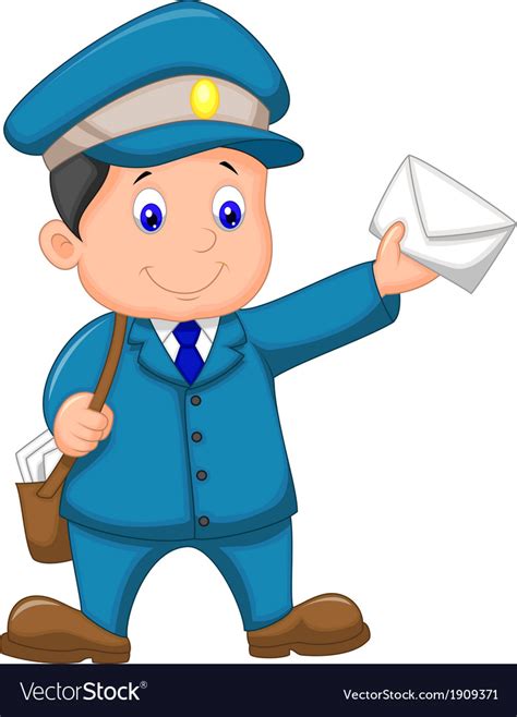 To be successful, you should know how to address people, how to close an email and how to properly write a letter. Cartoon Mail carrier with bag and letter Vector Image