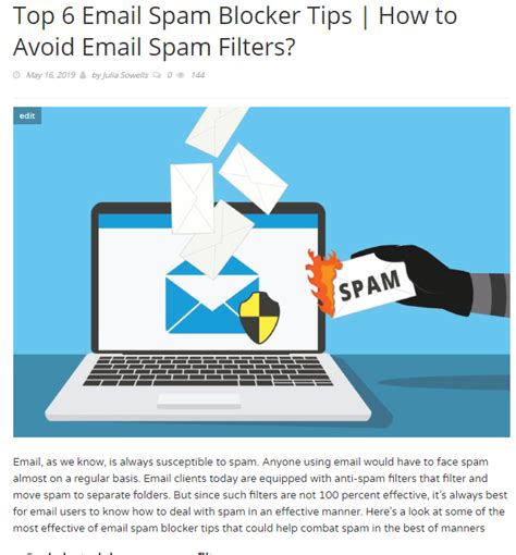 Top 6 Email Spam Blocker Tips How To Avoid Email Spam Filters Email Client Antispam Filters