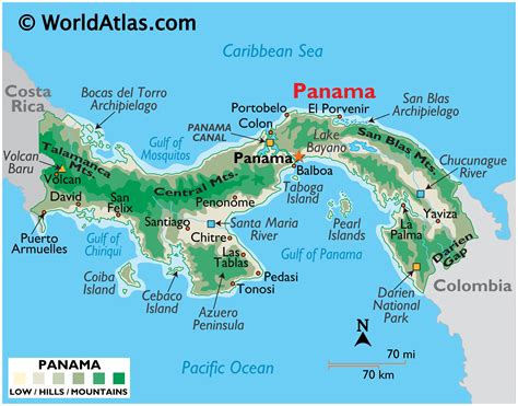 Panama Large Color Map Central America Countries Color