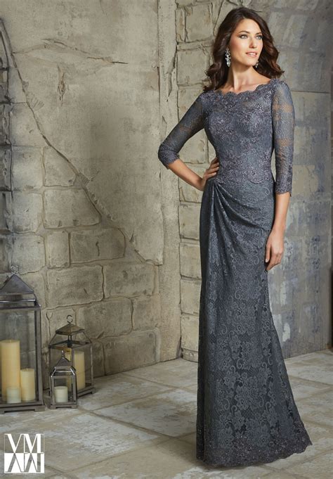 New Chiffon Lace Mother Of The Bride Dresses With Jacket Applique Three Quarter Long Sleeves