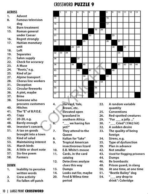 Free Crosswords For Seniors Large Print Puzzles Dailycaring 10 Best