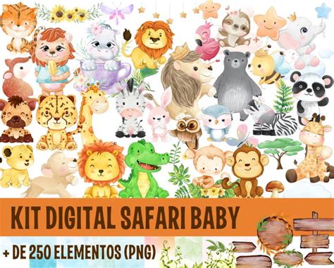 Kit Digital Safari Baby Aquarela 1 Um Kit Digital Elo7