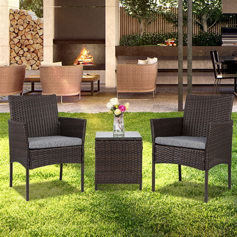 3 Pieces Outdoor Patio Furniture Sets Clearance Rattan Chair Wicker