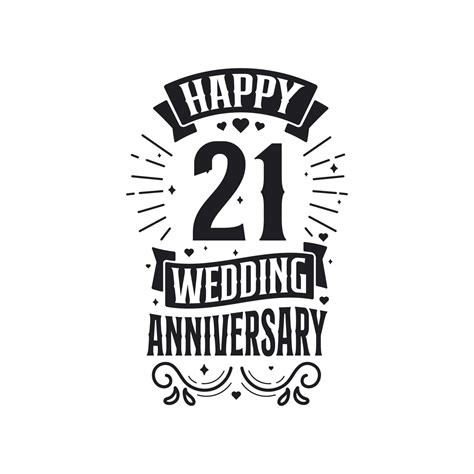 21 Years Anniversary Celebration Typography Design Happy 21st Wedding