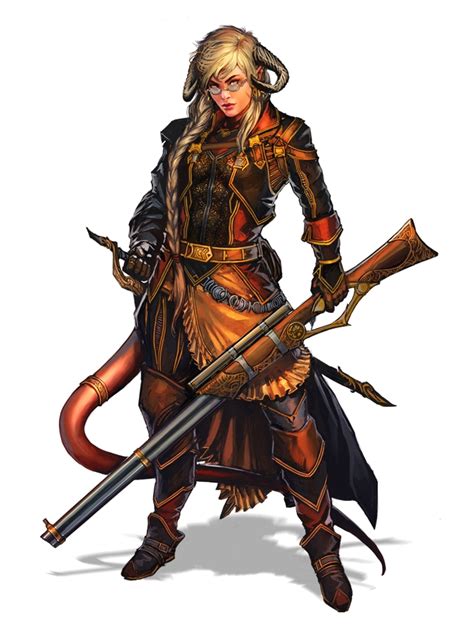 Female Tiefling Gunslinger Pathfinder Pfrpg Dnd Dandd 35 5th Ed D20