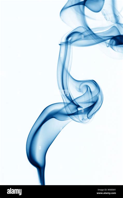 Blue Smoke On White Background Stock Photo Alamy