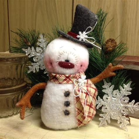 Primitive Hc Holiday Christmas Doll Snowman Snow Snowflake 8 Super