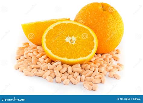 Orange Fruit With Vitamin C Tablet Stock Photography Image 26617262