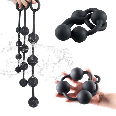 Unisex Large Big Silicone Beads Anal Chain Plug Play Pull Ring Ball Men