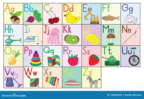 Alfabeto Inglés Tarjetas Sistema Educación Para Los Niños Ilustración