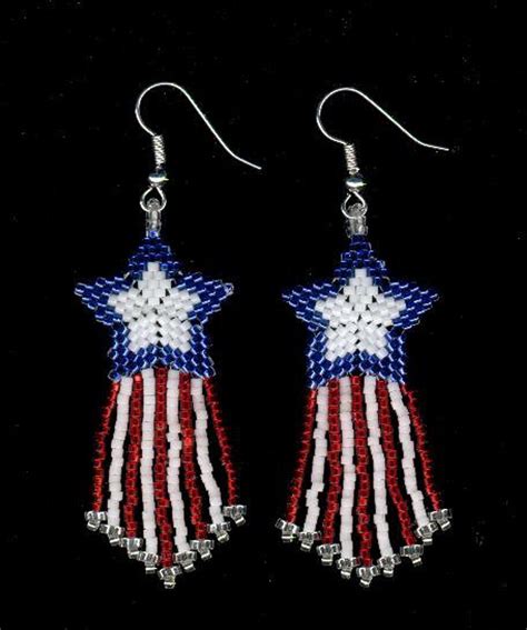 Patriotic Jewelry Shooting Star 4th Of July Beaded Seed Beads Etsy