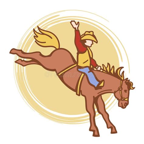 Vaquero Que Monta El Caballo Salvaje Cartel Occidental Ilustración Del Vector Ilustración De
