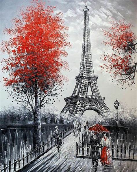 Dealcrafty Eiffel Tower And Tree Paint By Number Kit P16066 24x32