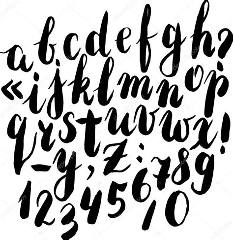 Ink Hand Drawn Alphabet Vector Illustration Brush Painted Letters