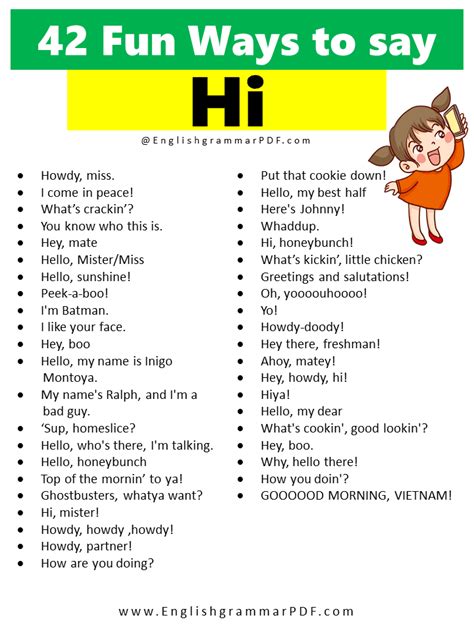 42 Fun Ways To Say Hi Interesting English Words Good Vocabulary Words Ways To Say Hello