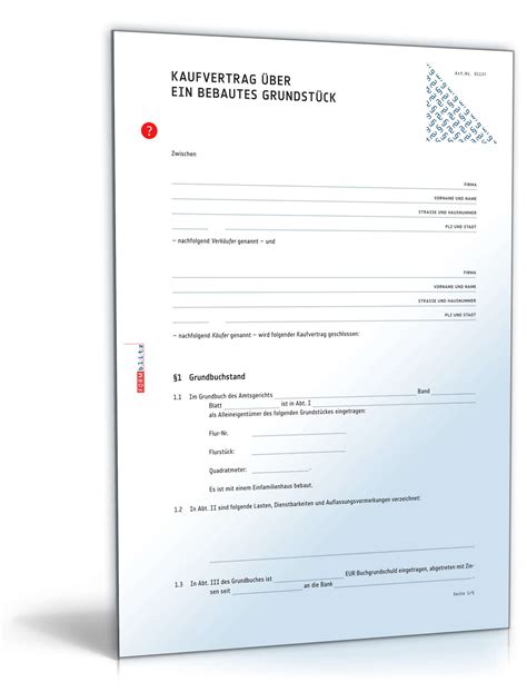 Kaufvertrag haus muster tipps und anleitung realbest. Kaufvertrag Haus bzw. bebautes Grundstück (mit Auflassung)