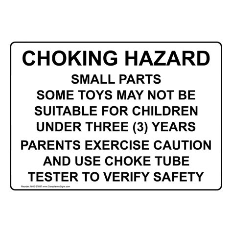 Safety Awareness Sign Choking Hazard Small Parts Some Toys May Not