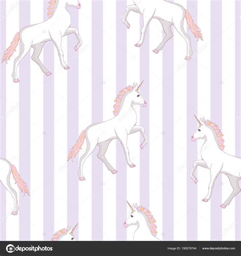 Unicorn Seamless Pattern Unicorns With Rainbow Mane And