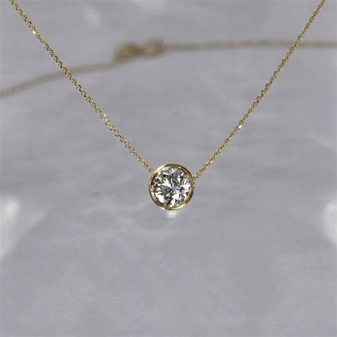 Half Carat Solitaire Diamond Necklace Etsy