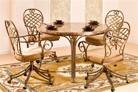 The chair casters are rolling easily on even rough surfaces. Allegra Round Table & 4 Caster Chairs at Gardner-White