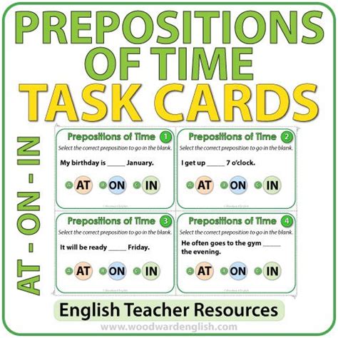 Prepositions Of Time At On In Task Cards Woodward English