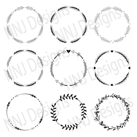 Circle Arrow Wreath Svg Round Monogram Frame Silhouette Cricut Digital