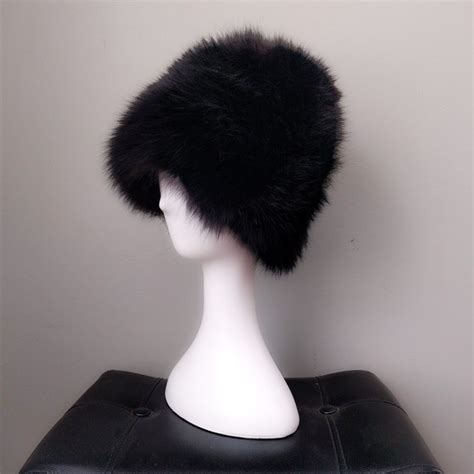 Vintage Accessories Vintage Tall Black Fox Fur Cossack Russian Hat