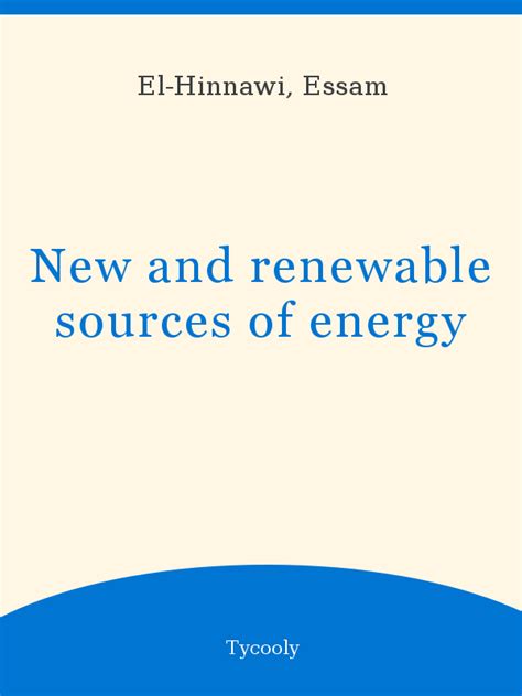 New And Renewable Sources Of Energy