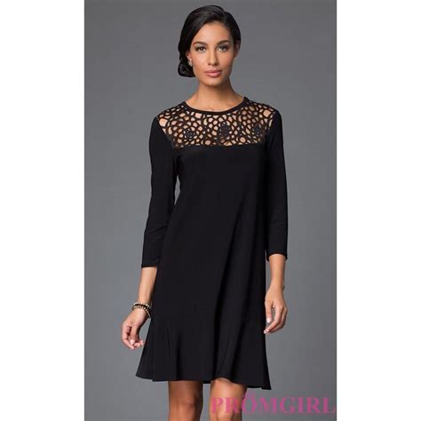 Short Black Dress With Three Quarter Length Sleeves By Tiana B Discount Evening Dresses