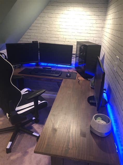 Custom Built Desk Picture With Lights On Build Desk Gaming Desk
