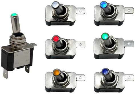 Six Colour Choice For 12v 20a Illuminated Toggle Switch
