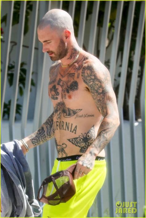 Full Sized Photo Of Adam Levine Shirtless Tattooed Torso Photo