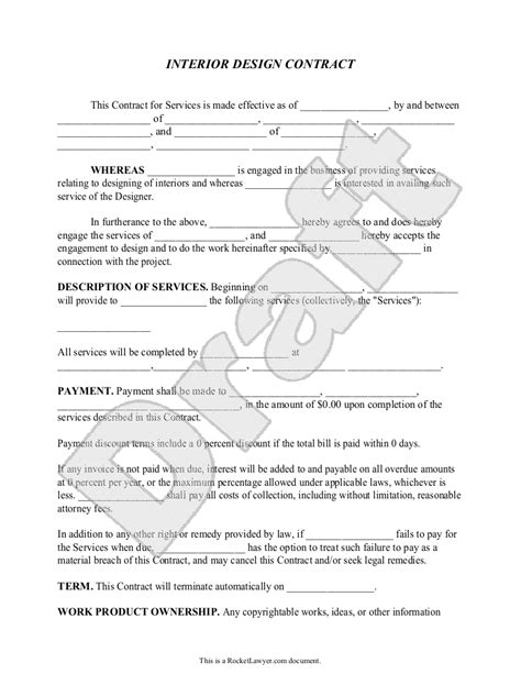 How To Write An Interior Design Contract Printable Form Templates