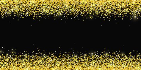 Gold Glitter Horizontal Border On Black Backround Vector Stock