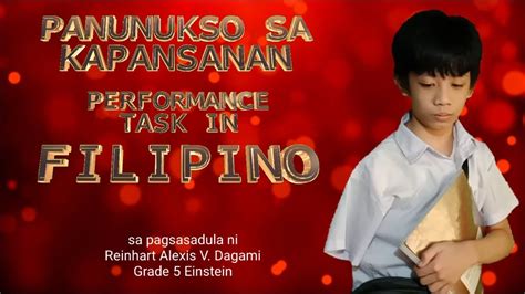 Panunukso Sa May Kapansanan Pagsasadula Performance Task In Filipino 5