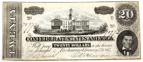 Lot 1864 20 Confederate States America Currency Note