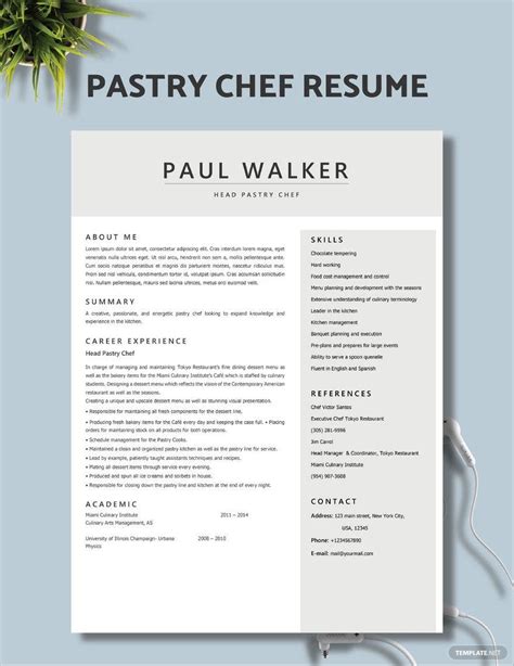 Pastry Chef Resume In Word Download