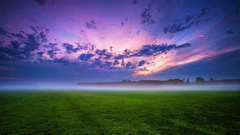 Germany Nature Landscapes Grass Sky Clouds Fields Sunset Fog Forest