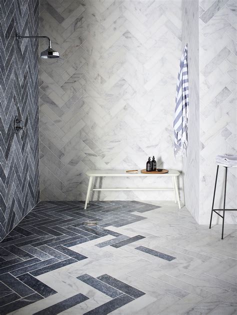 Herringbone Slate Tile Floor Bathroom Love This Herringbone Pattern