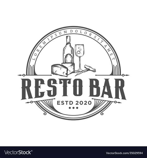 Restaurant Bar Salon Vintage Logo Design Food Vector Image