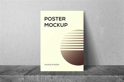 Premium Psd Poster Mockup Leaning On Grey Wall Texture