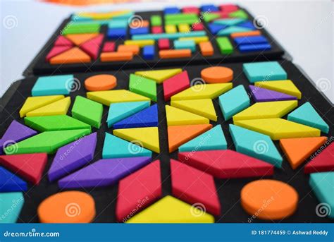 Closeup View Of Beautiful Multi Colored Geometric Shapes Arranges In A