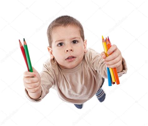 Happy Boy With Color Pencils Stock Photo By ©grafvision 5127578
