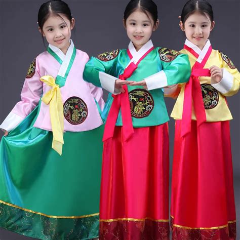 Top Quality Korean Hanbok Traditional Costume Girls Dress National Wind